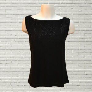 ACCOMPLICE Black Sleeveless Top with Silver Threading